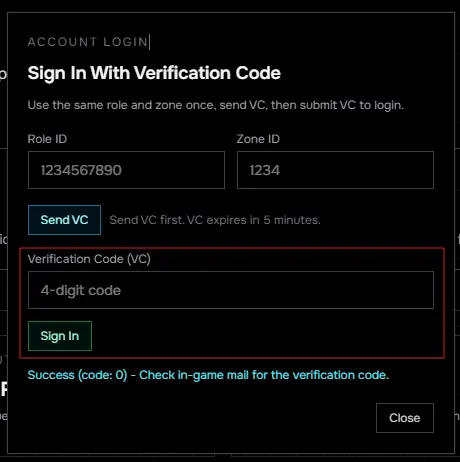 Step 3: Login with VC