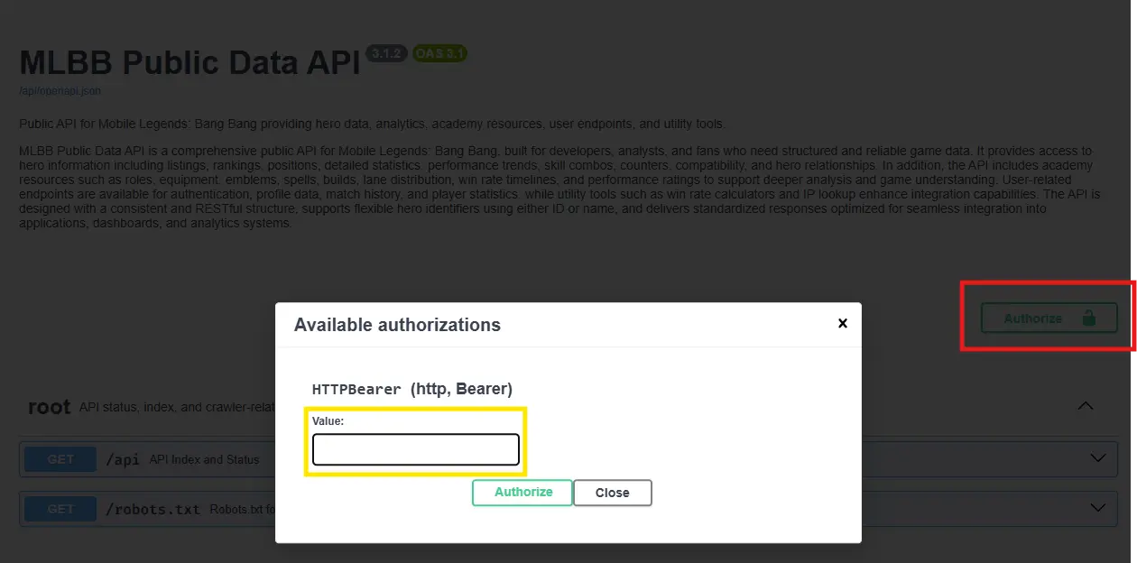 Step 7: Paste JWT for API Docs Authorization